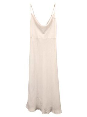 Oh Polly Womens Cowl Neck Bias Cut Midi Slip Dress Blush Pink Satin Wedding Sz 4